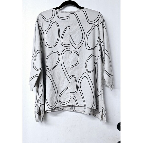 CAMILLE & CO 100% Linen Asymmetric Long Sleeve Made In Italy Women Shirt (M) - Picture 4 of 4